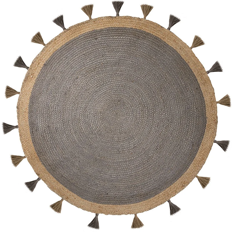 Jute Teppich Rund - Lunaro Grau Natur