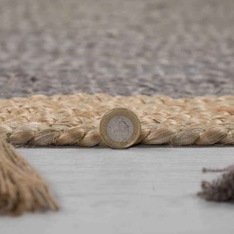 Jute Teppich Rund - Lunaro Grau Natur