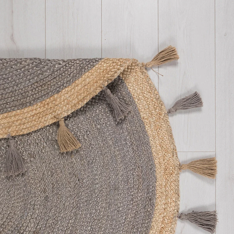 Jute Teppich Rund - Lunaro Grau Natur