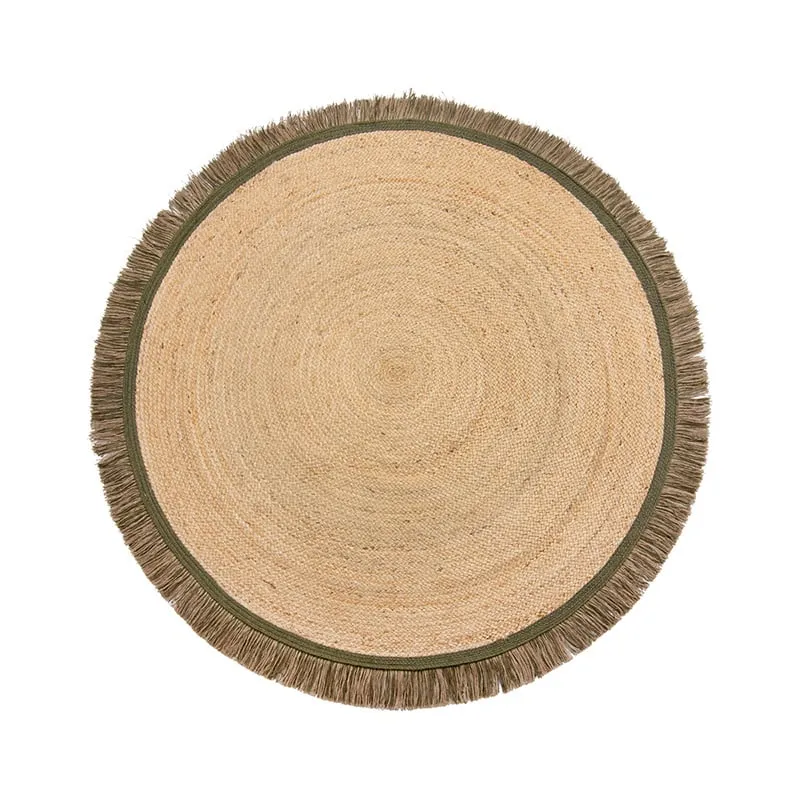 Jute Teppich Rund - Kahano Natur Grün
