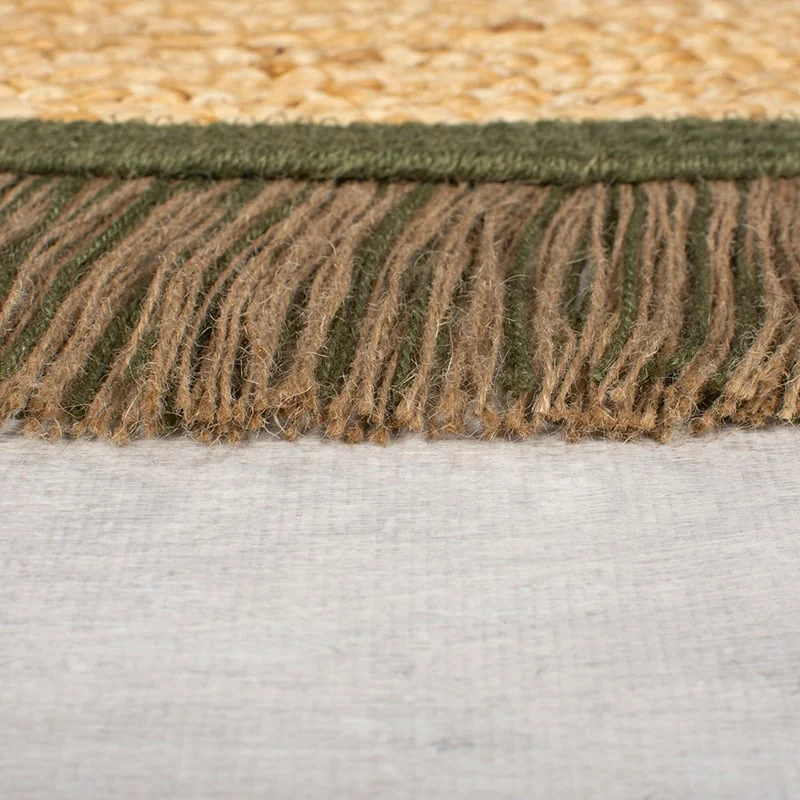 Jute Teppich Rund - Kahano Natur Grün
