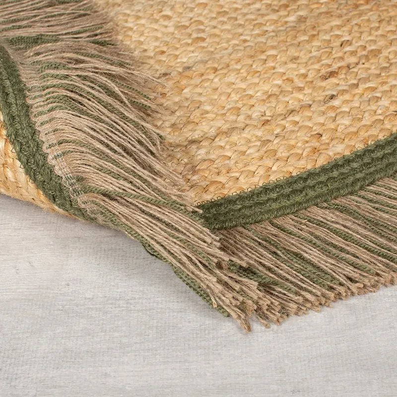 Jute Teppich Rund - Kahano Natur Grün