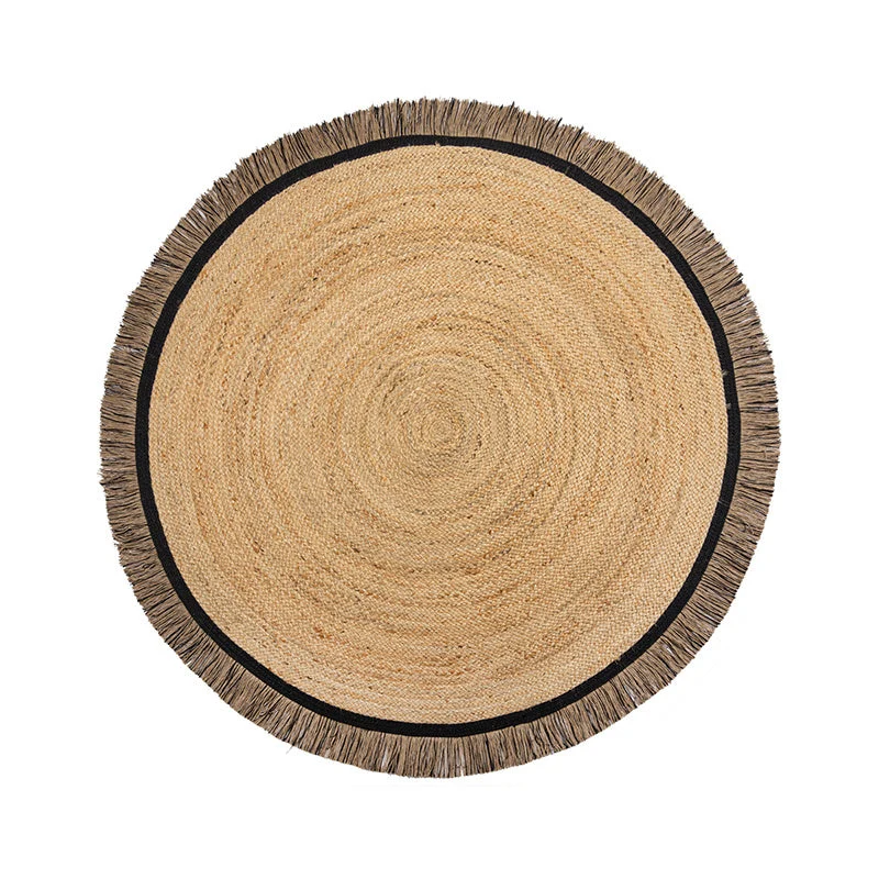 Jute Teppich Rund - Kahano Natur Schwarz