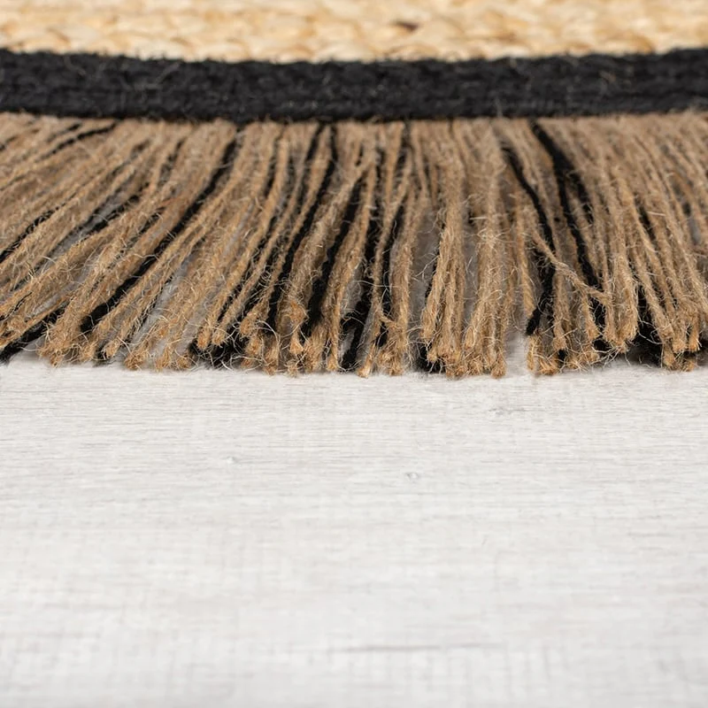 Jute Teppich Rund - Kahano Natur Schwarz
