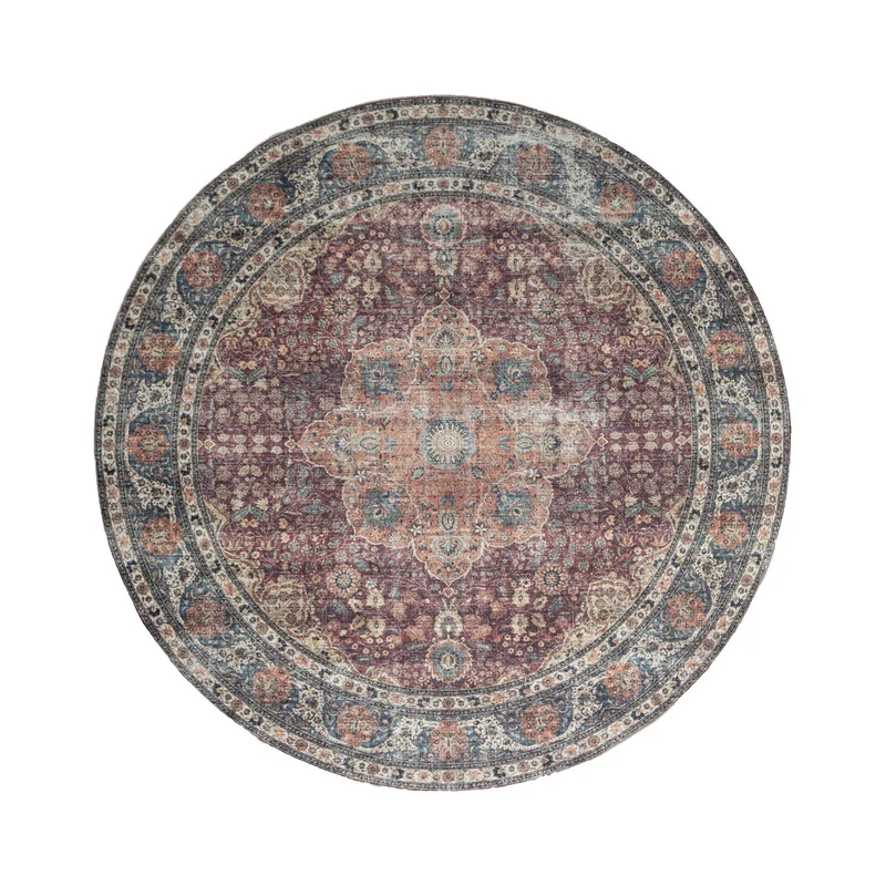In- & Outdoor Teppich Rund - Kairo Medaillon Bordeaux Rot
