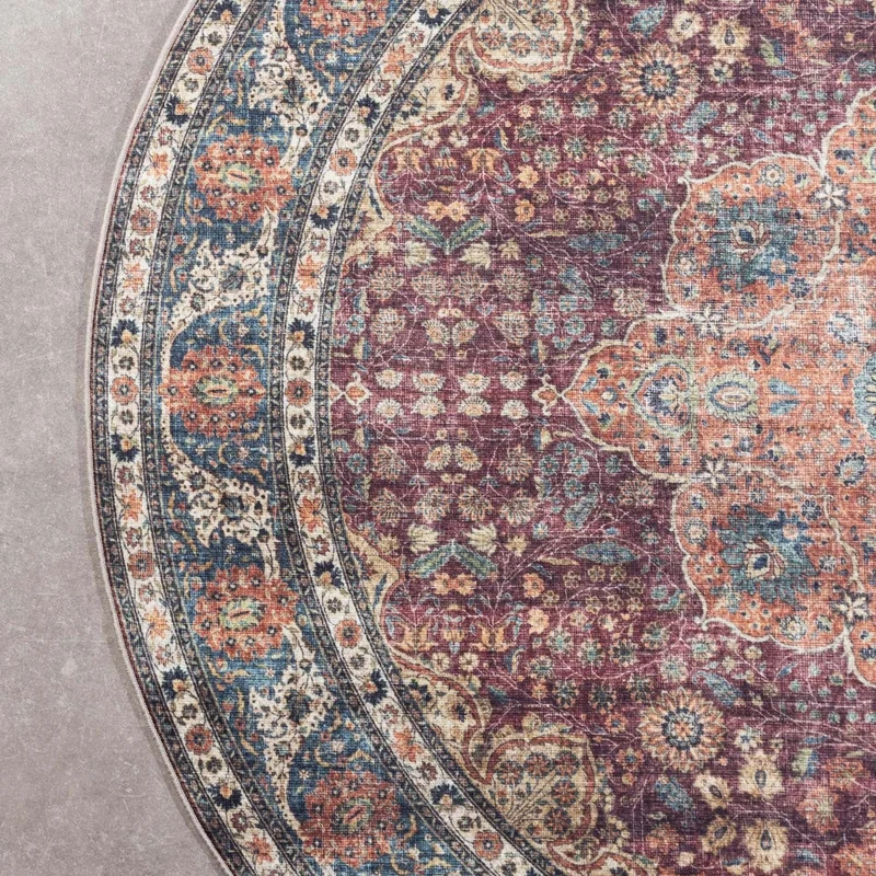 In- & Outdoor Teppich Rund - Kairo Medaillon Bordeaux Rot
