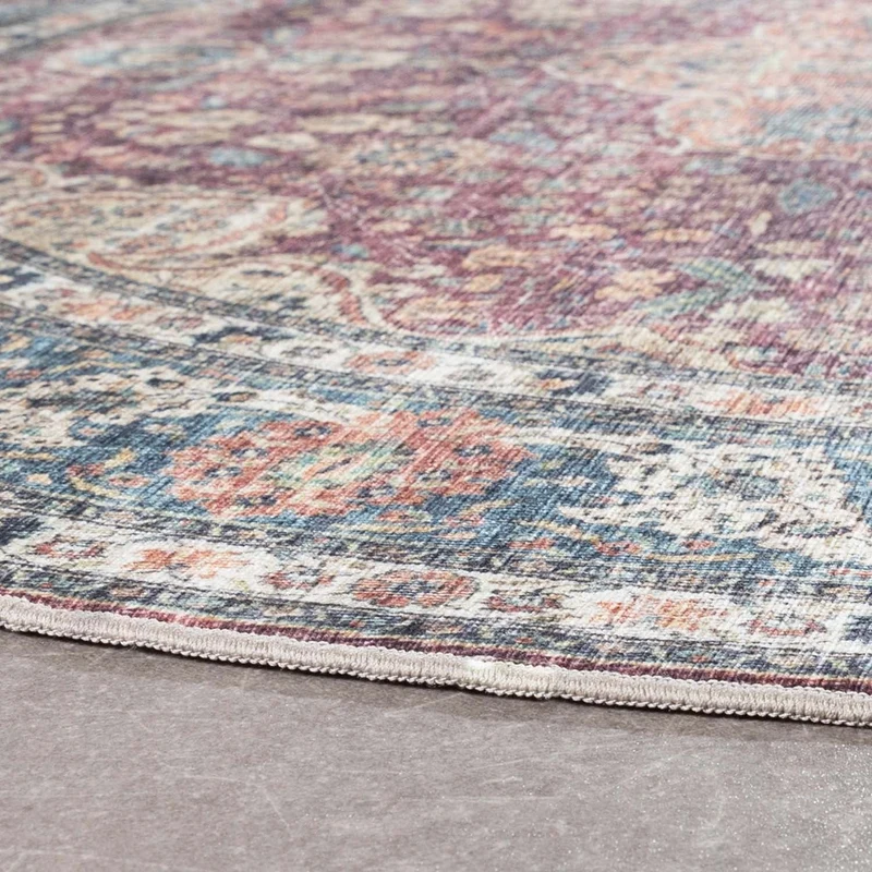 In- & Outdoor Teppich Rund - Kairo Medaillon Bordeaux Rot