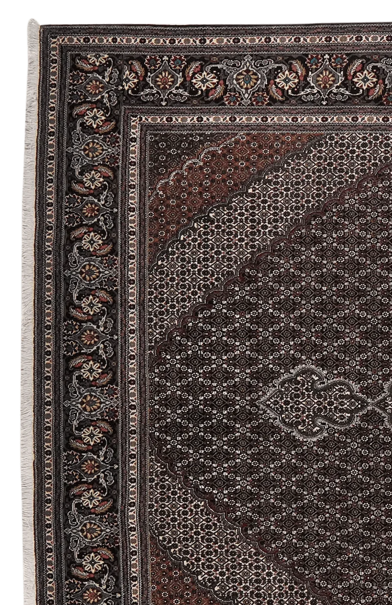 Tabriz 40 Raj · Handgeknüpft – Schwarz, 361x257 cm