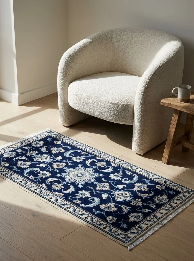Nain 12La · Handgeknüpft – Blau, 136x67 cm