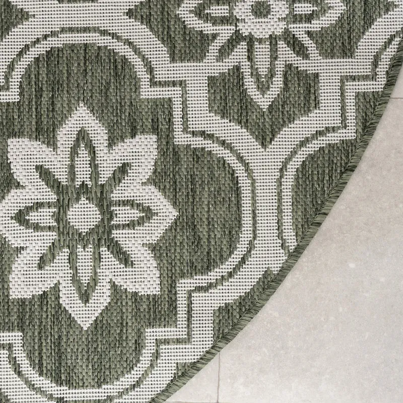 In- & Outdoor Teppich Rund - Rio Flower Grün
