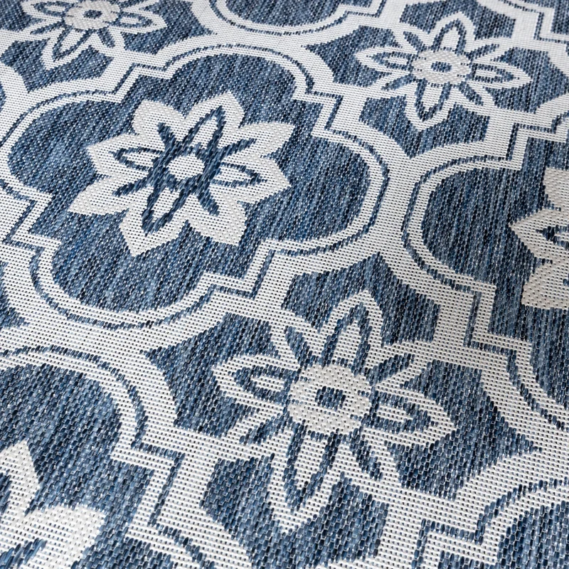 In- & Outdoor Teppich Rund - Rio Flower Blau