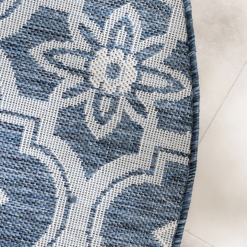 In- & Outdoor Teppich Rund - Rio Flower Blau