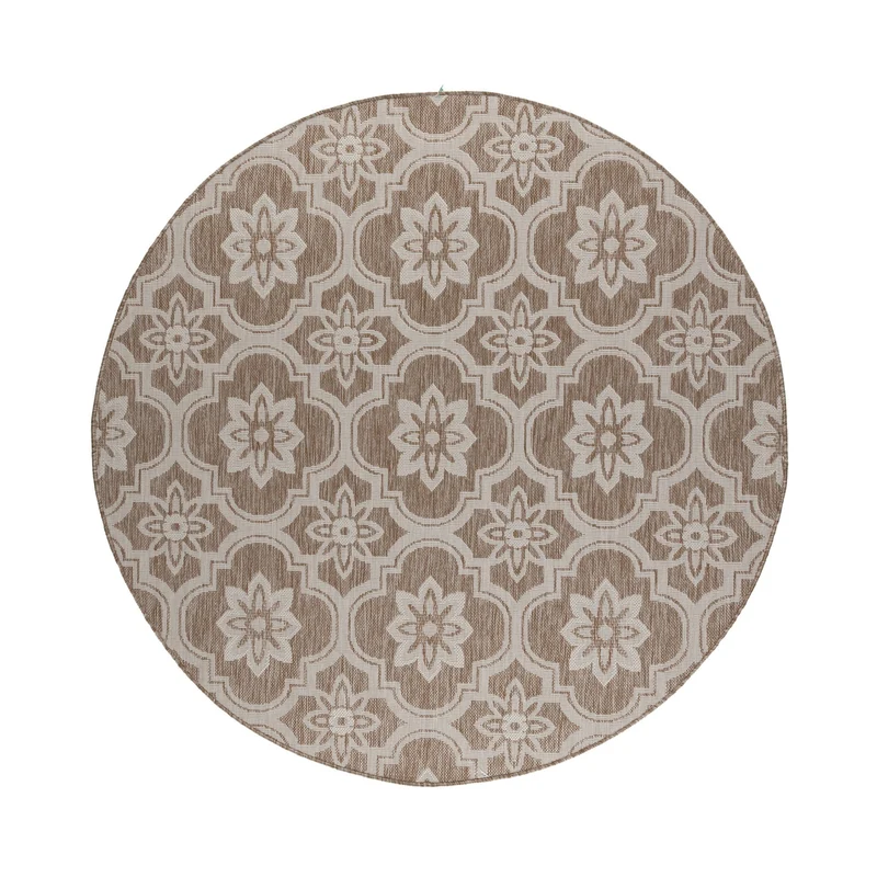 In- & Outdoor Teppich Rund - Rio Flower Beige