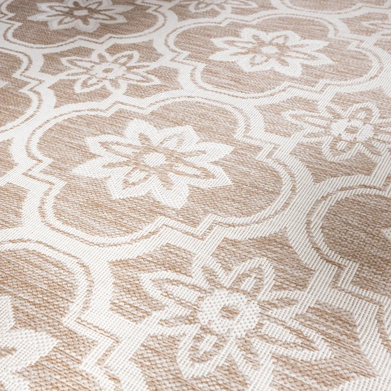 In- & Outdoor Teppich Rund - Rio Flower Beige