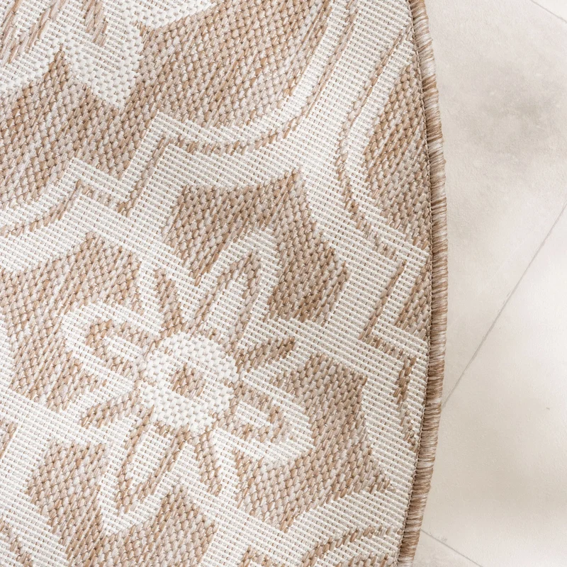 In- & Outdoor Teppich Rund - Rio Flower Beige