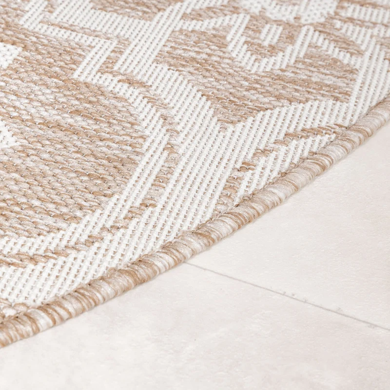 In- & Outdoor Teppich Rund - Rio Flower Beige