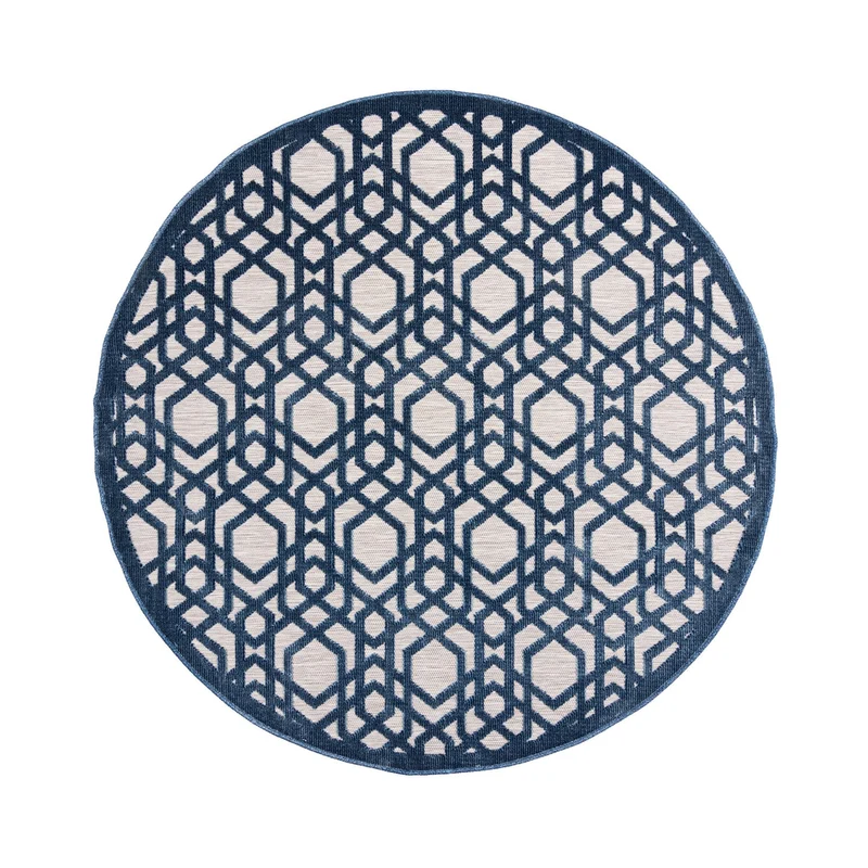 In- & Outdoor Teppich Rund - Piatto Oro Blau