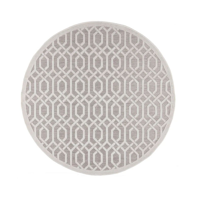 In- & Outdoor Teppich Rund - Piatto Mataro Creme Weiß