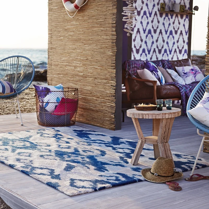 Handgearbeiteter ESPRIT Teppich beige blau "Cove"