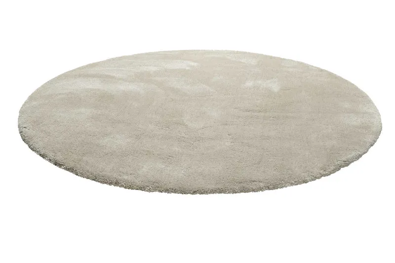 Teppich Rund Beige Grau Hochflor "Emilia" WECONhome Basics