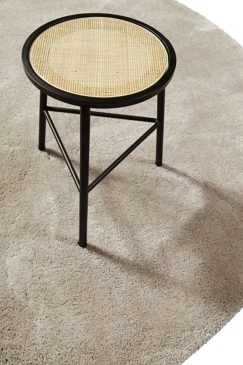 Teppich Rund Beige Grau Hochflor "Emilia" WECONhome Basics