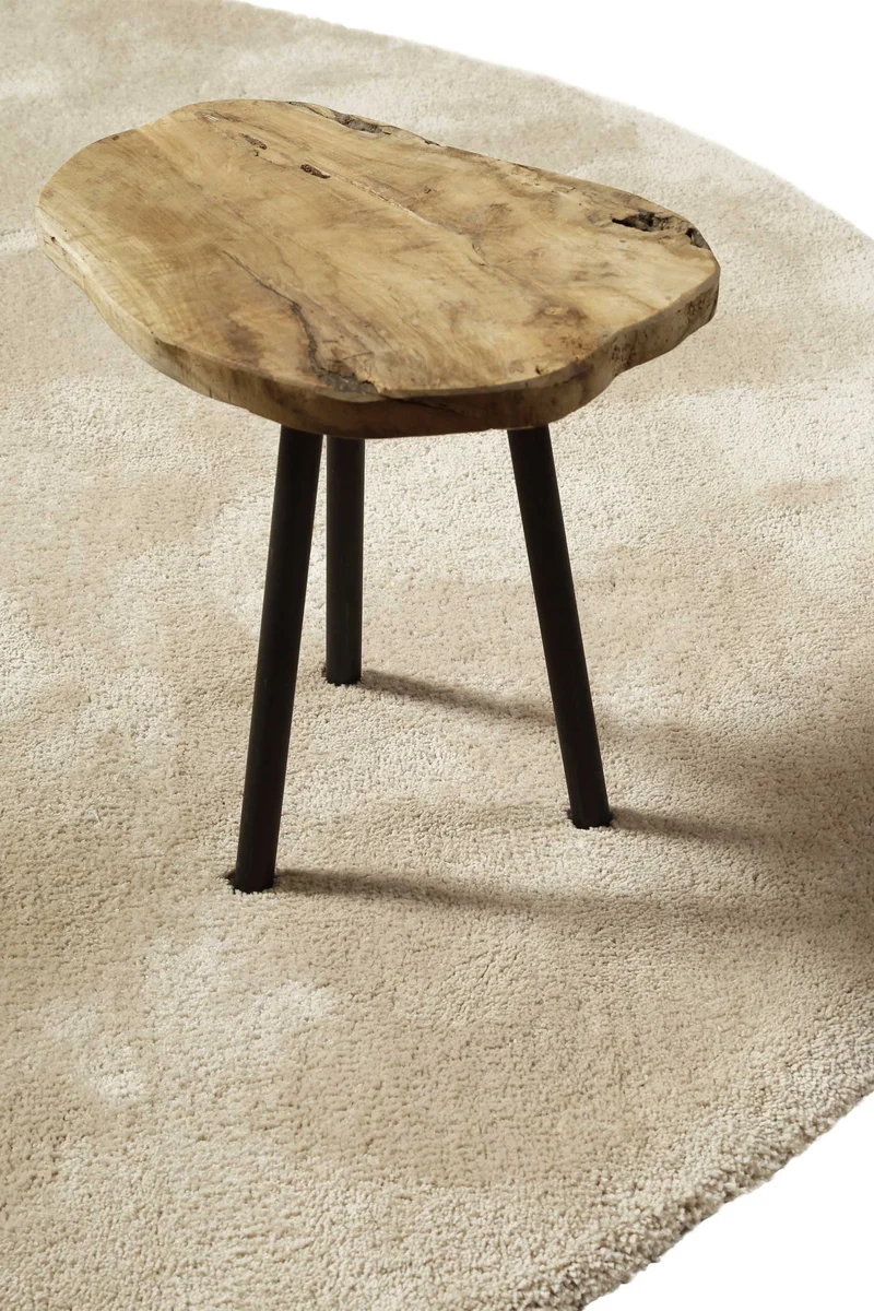 Teppich Rund Beige Hochflor "Emilia" WECONhome Basics