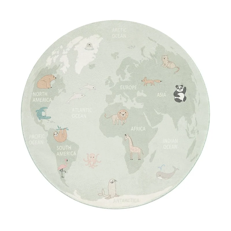 Kinderteppich Rund - Globe Mint