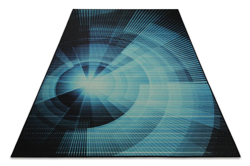 Gewebter Gamerteppich bedruckt Blau Schwarz "Cyber Swirl" WECONhome