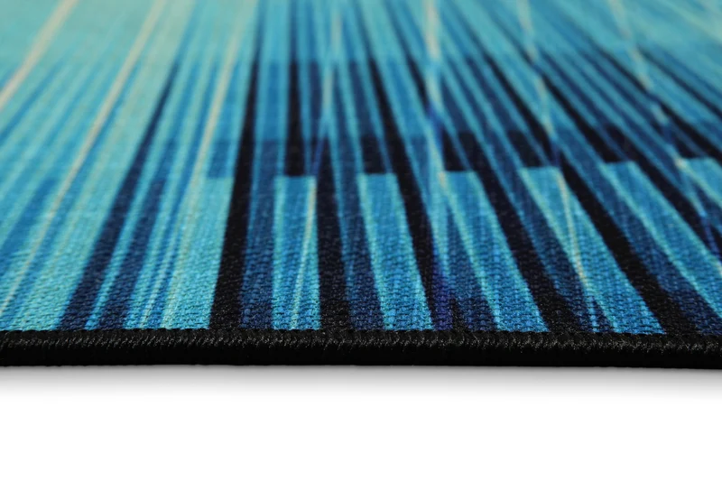 Gewebter Gamerteppich bedruckt Blau Schwarz "Cyber Swirl" WECONhome