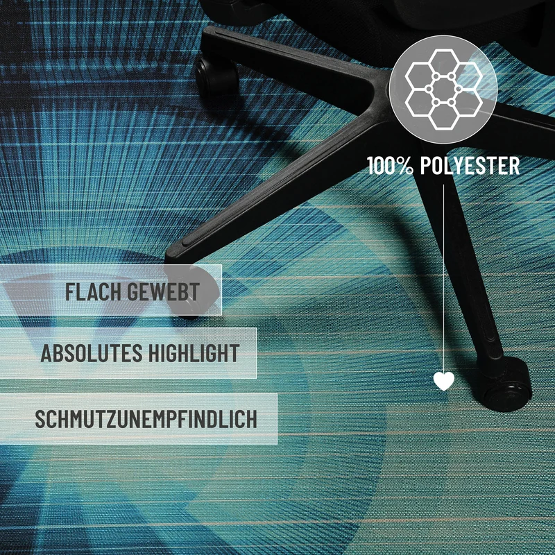 Gewebter Gamerteppich bedruckt Blau Schwarz "Cyber Swirl" WECONhome