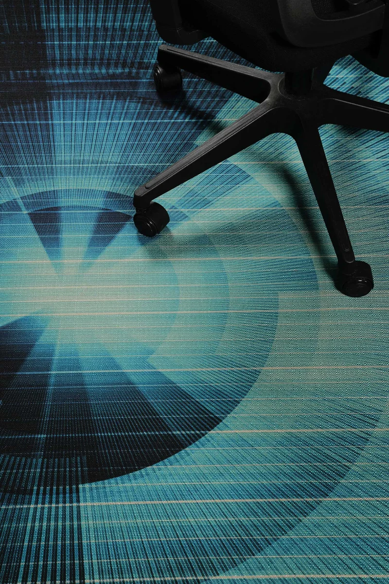 Gewebter Gamerteppich bedruckt Blau Schwarz "Cyber Swirl" WECONhome