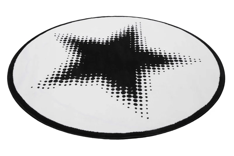 Runder Webteppich schwarz weiß B-Ware "Walk of Fame" WECONhome