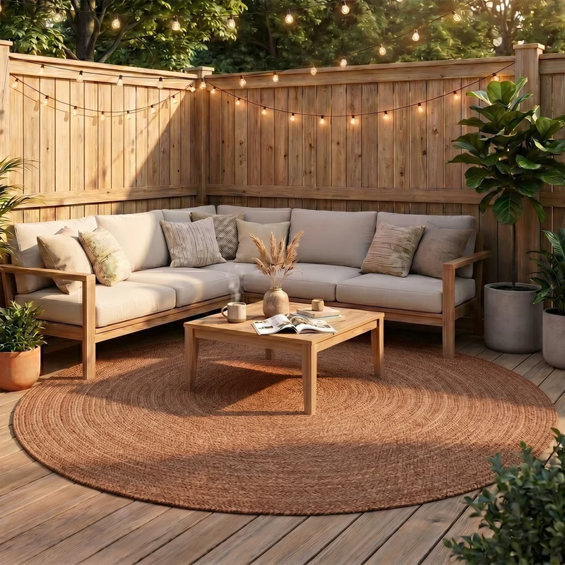 In- & Outdoor Jute Teppich Rund - Bali Terra