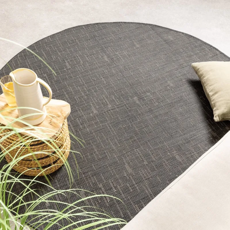 In- & Outdoor Teppich Rund - Malta Melange Schwarz