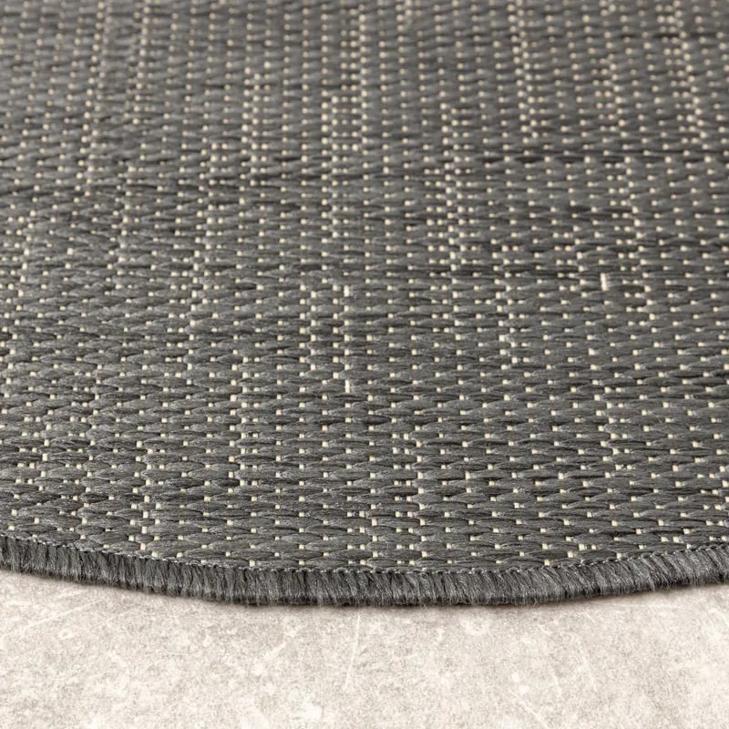 In- & Outdoor Teppich Rund - Malta Melange Schwarz