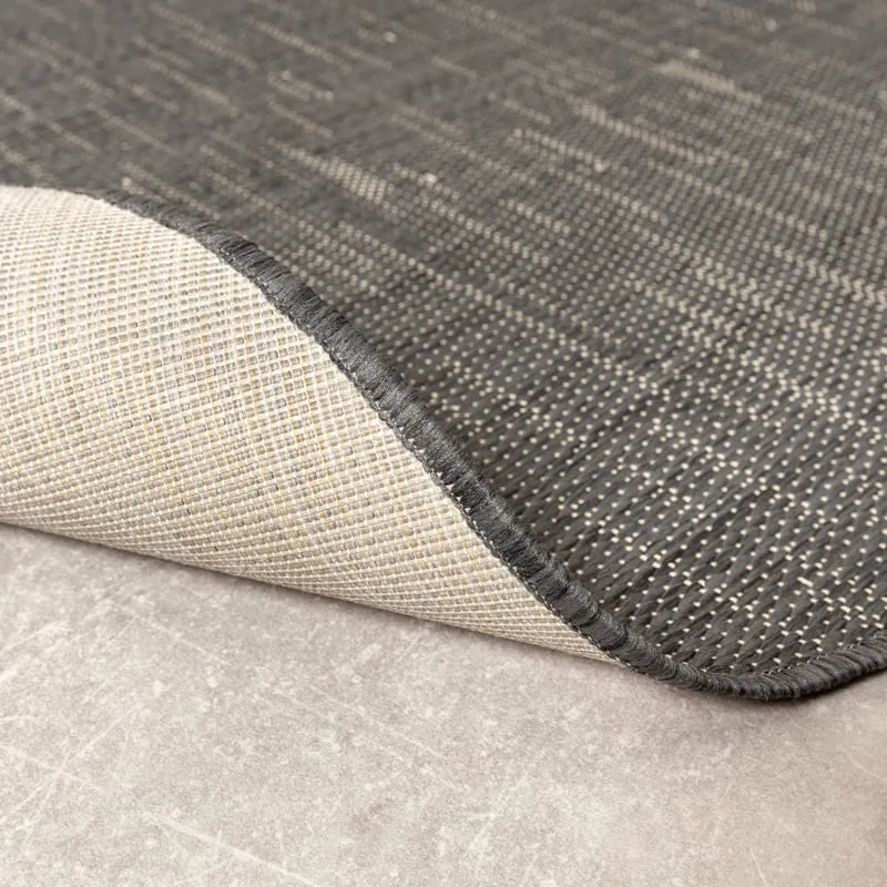 In- & Outdoor Teppich Rund - Malta Melange Schwarz