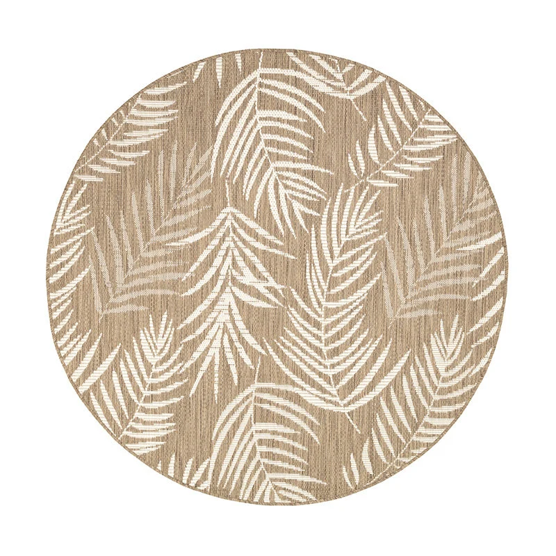 In- & Outdoor Teppich Rund - Malta Leaves Natur