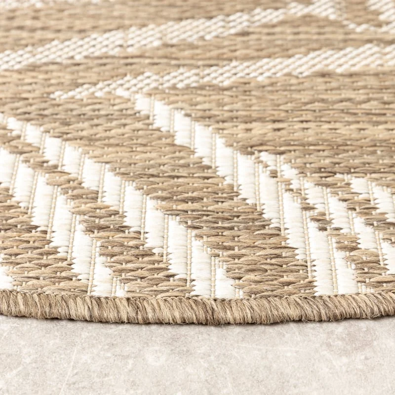 In- & Outdoor Teppich Rund - Malta Leaves Natur