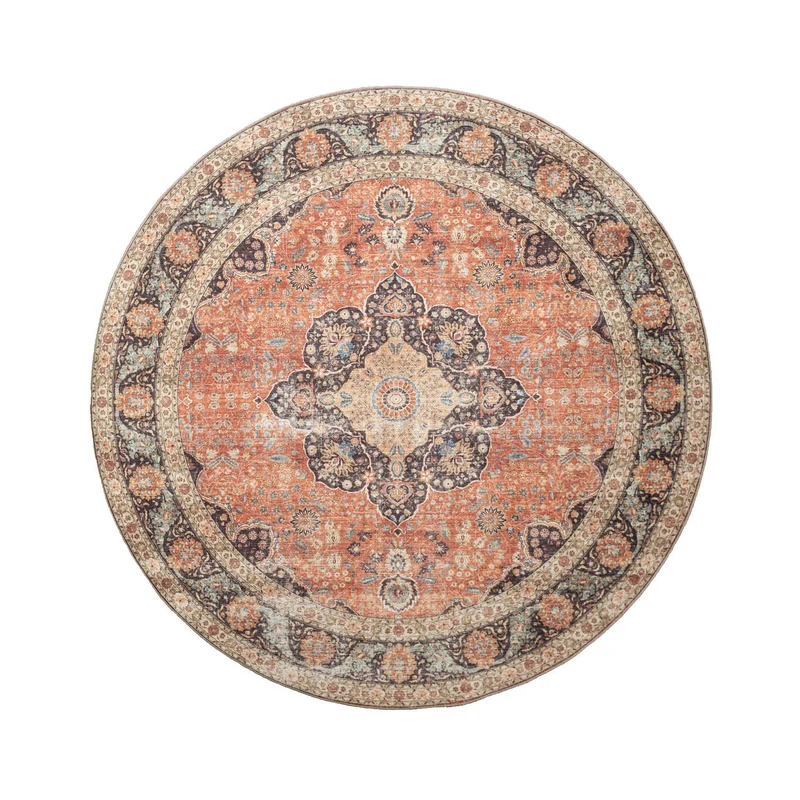 In- & Outdoor Teppich Rund - Kairo Medaillon Terra Dunkelblau