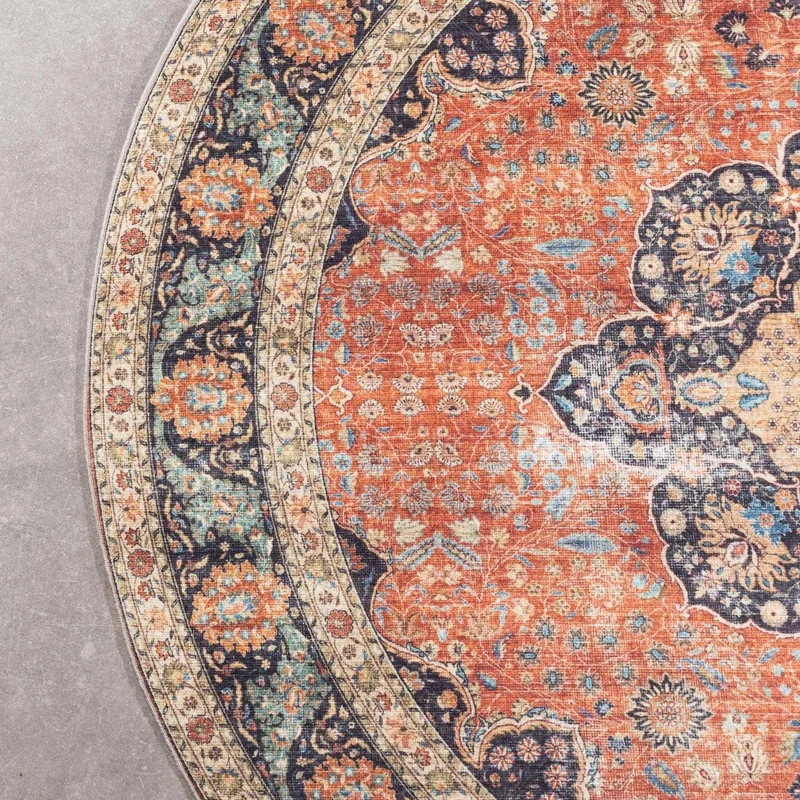 In- & Outdoor Teppich Rund - Kairo Medaillon Terra Dunkelblau