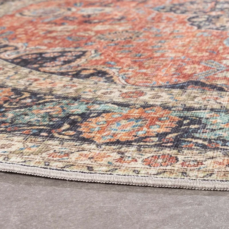 In- & Outdoor Teppich Rund - Kairo Medaillon Terra Dunkelblau