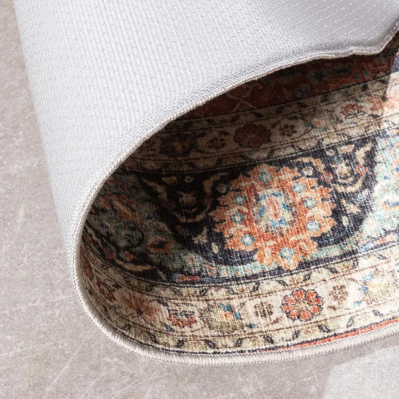 In- & Outdoor Teppich Rund - Kairo Medaillon Terra Dunkelblau