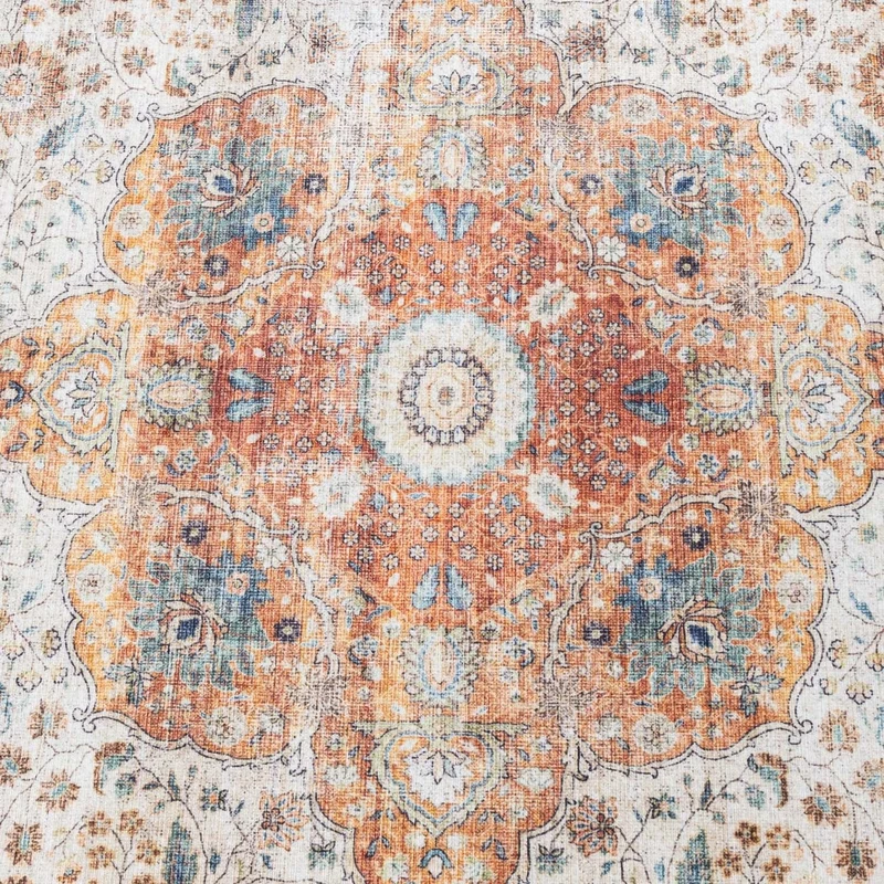 In- & Outdoor Teppich Rund - Kairo Medaillon Creme Bunt