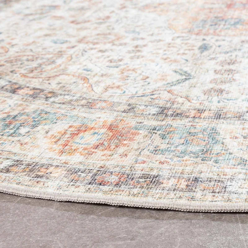 In- & Outdoor Teppich Rund - Kairo Medaillon Creme Bunt