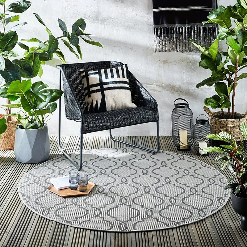 In- & Outdoor Teppich Rund - Floreno Milan Grau Anthrazit