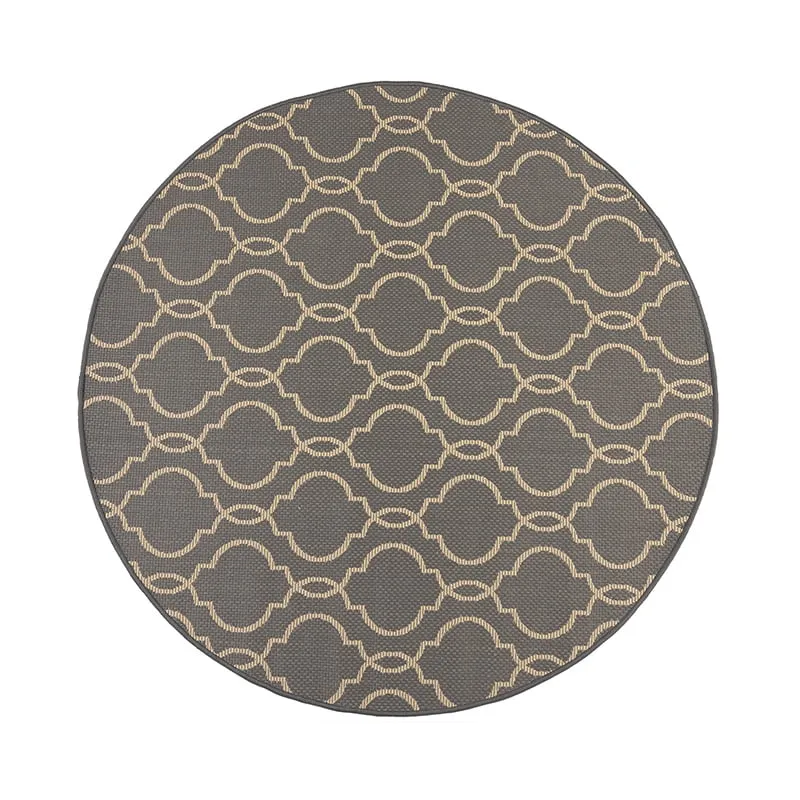 In- & Outdoor Teppich Rund - Floreno Milan Anthrazit Beige