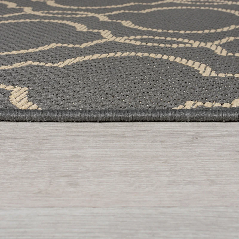 In- & Outdoor Teppich Rund - Floreno Milan Anthrazit Beige