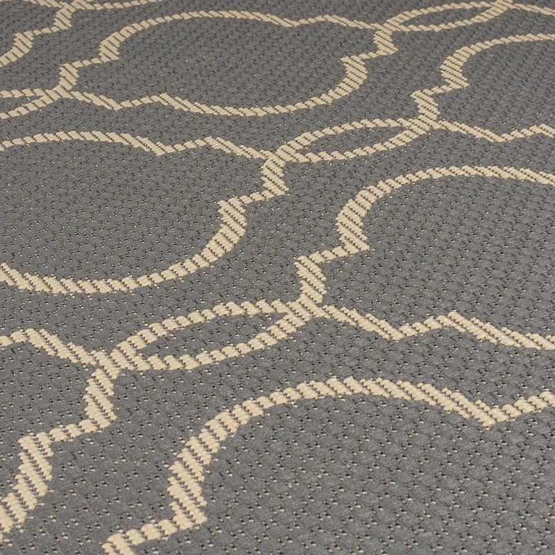 In- & Outdoor Teppich Rund - Floreno Milan Anthrazit Beige