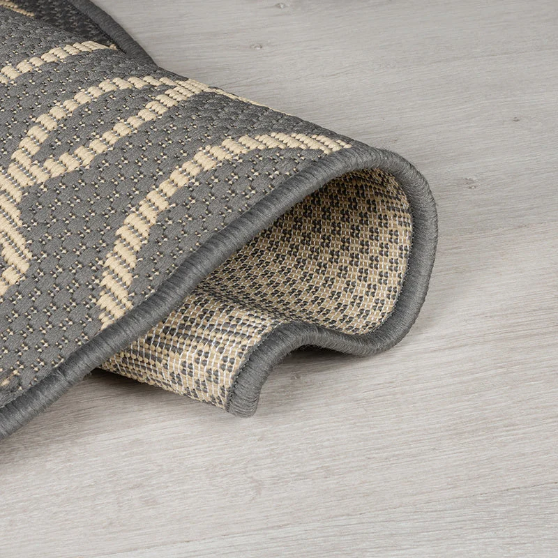 In- & Outdoor Teppich Rund - Floreno Milan Anthrazit Beige