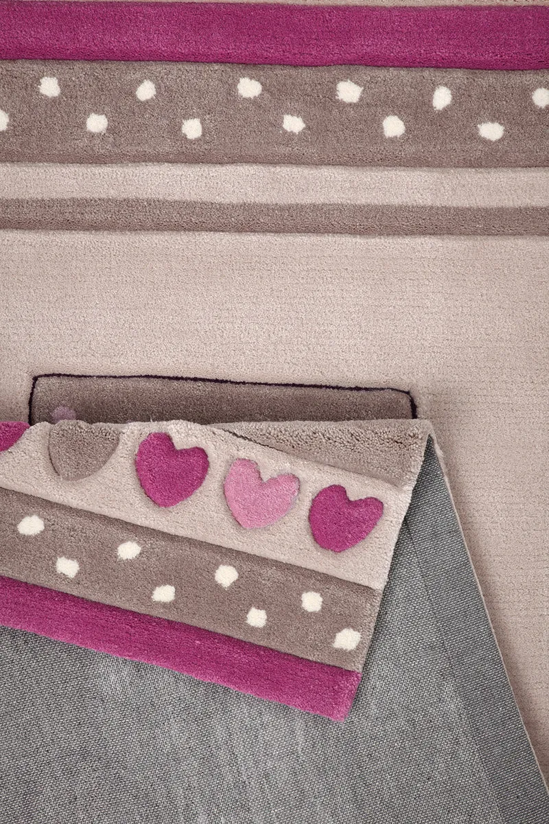 Handgearbeiteter Kinderzimmer Teppich beige rosa "Kitty Kat"